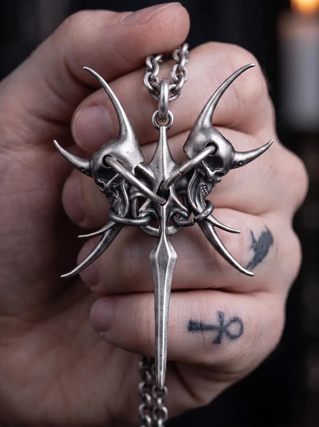 Twin Demon Skull Pendant image 3