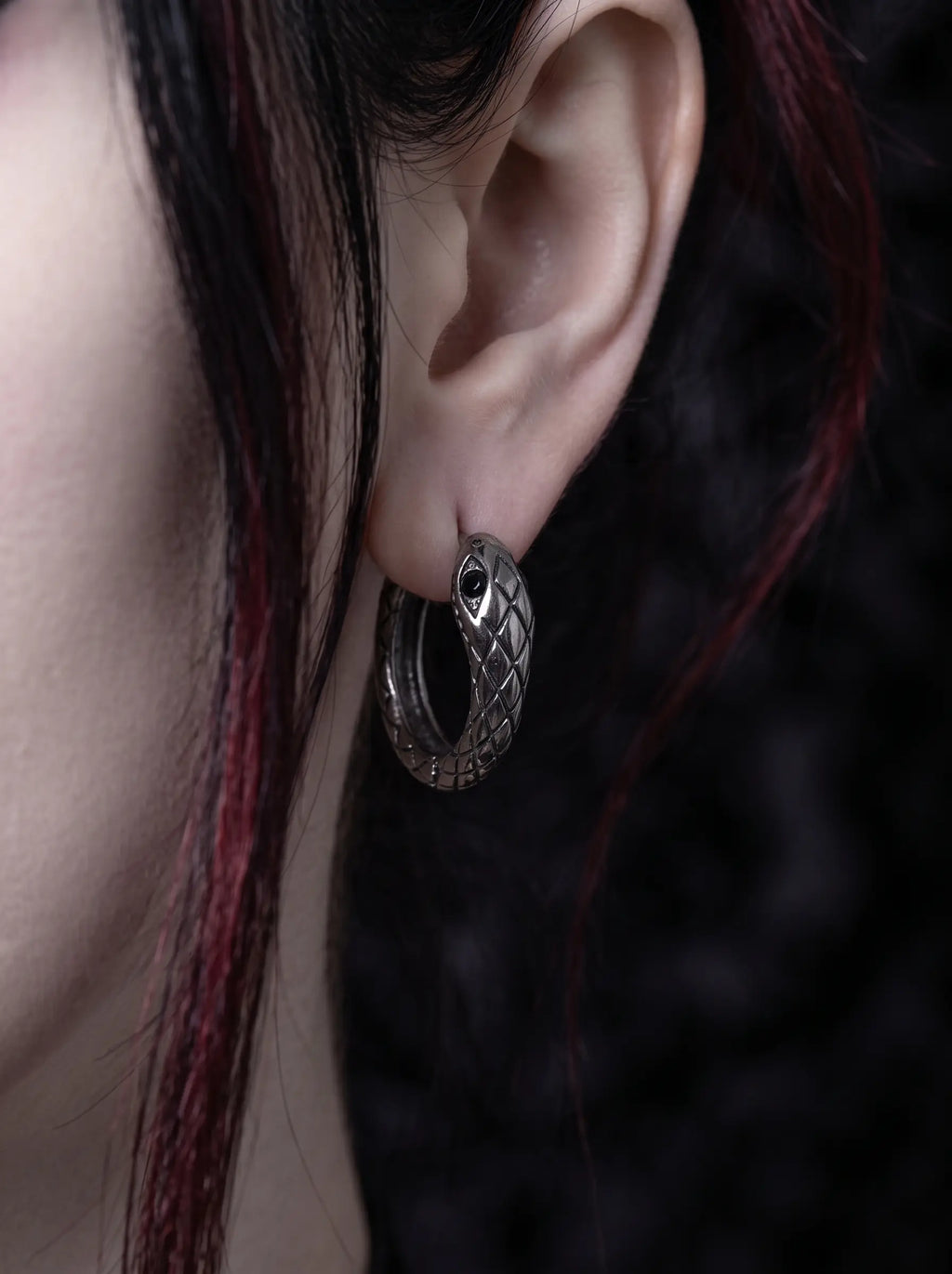 Serpent Gaze Gothic Snake Hoop Earrings image 6