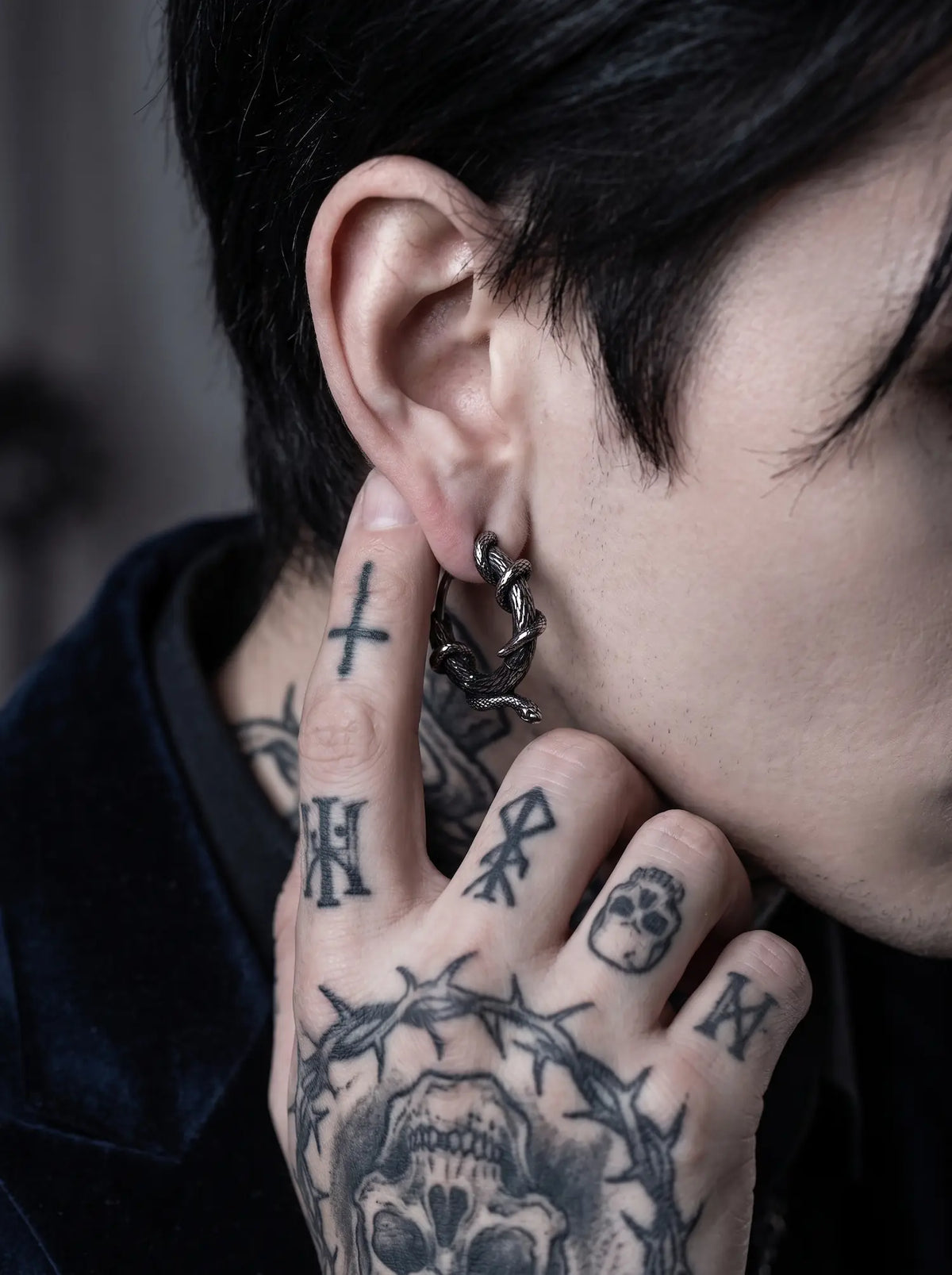 Gothic Serpent Hoop Earrings image 1