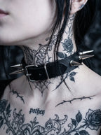 Punk Spiked Leather Choker image 3