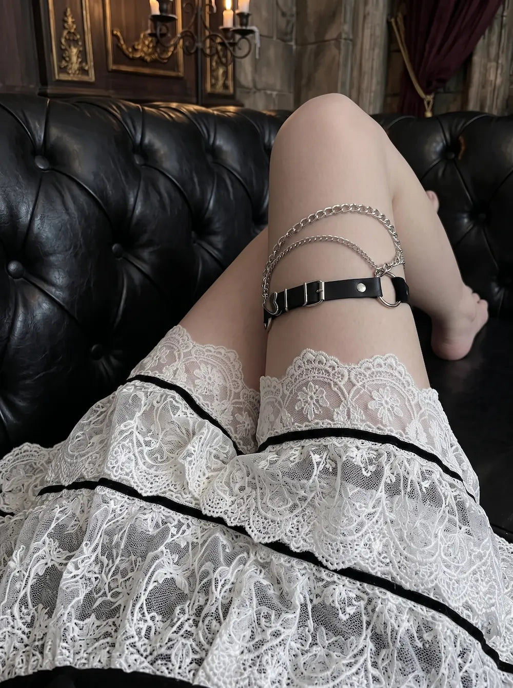 Heart Chain Leather Garter image 6