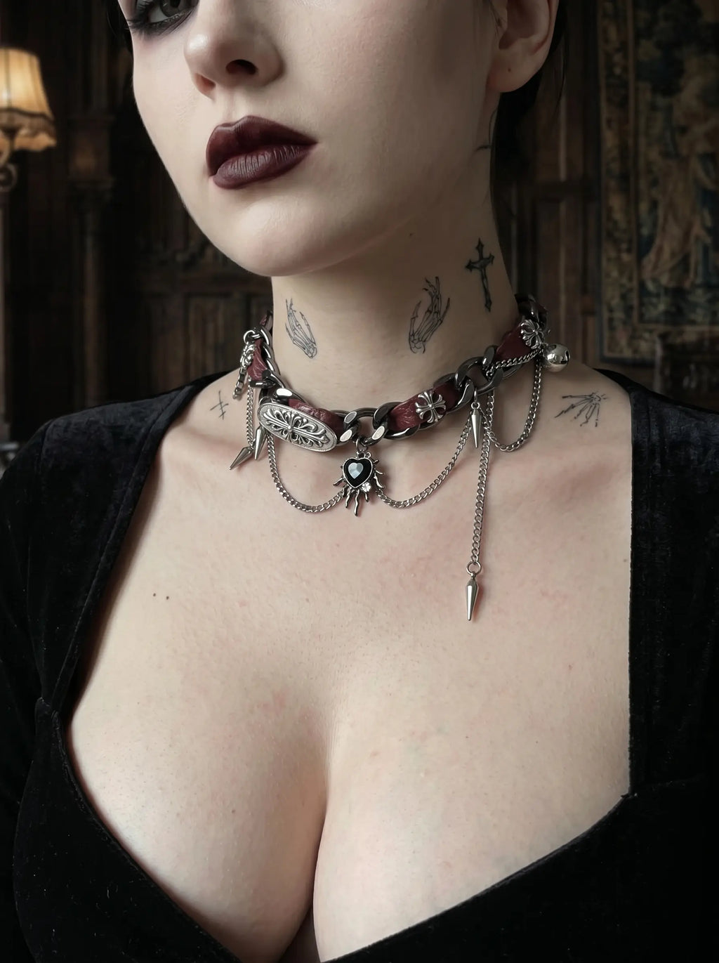 Punk Thorn Heart Choker image 2