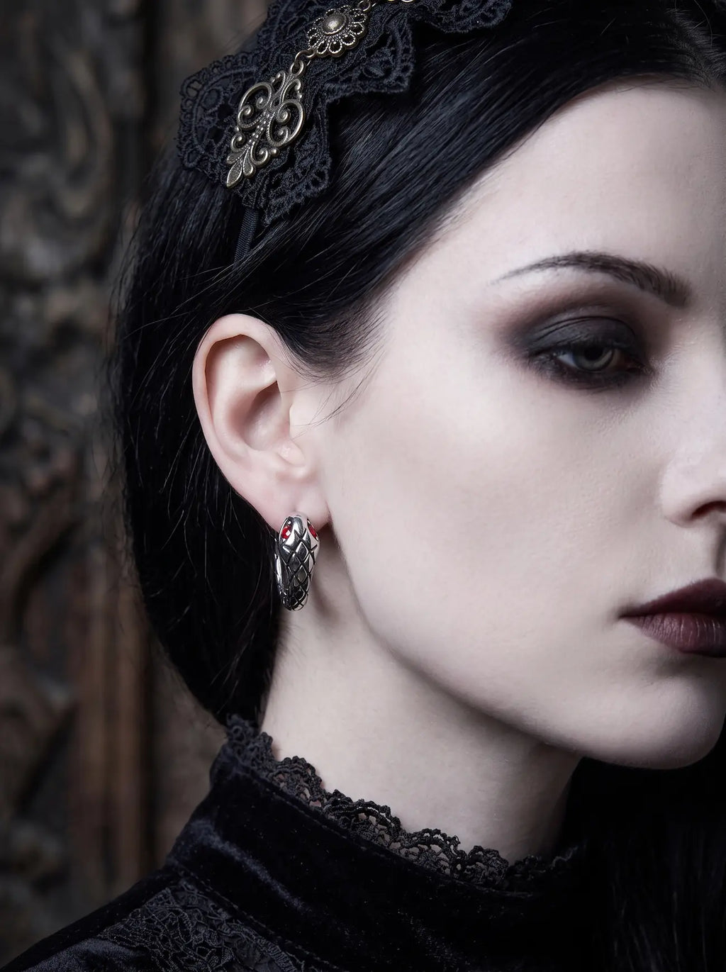 Serpent Gaze Gothic Snake Hoop Earrings image 9