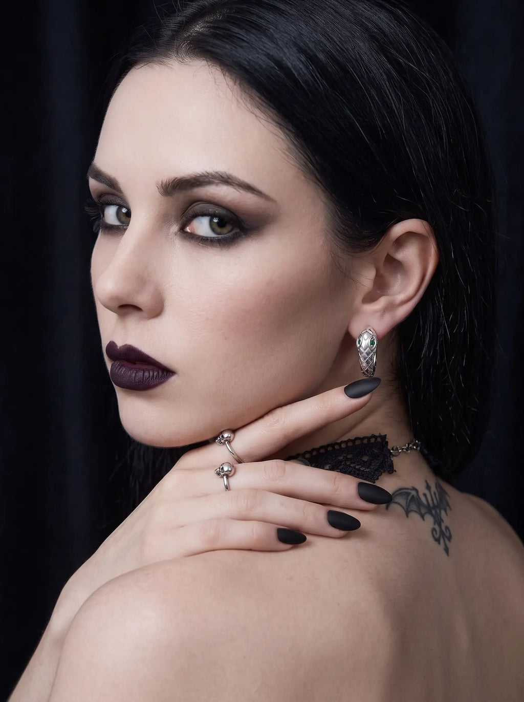 Venom Gaze Gothic Snake Hoop Earrings image 2