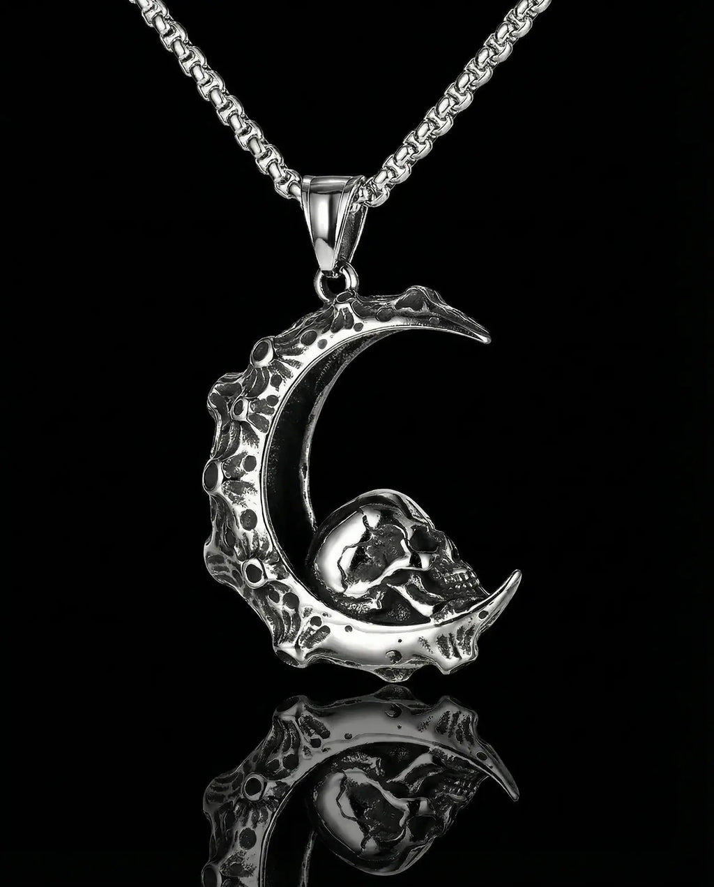 Crescent Skull Pendant Necklace image 0