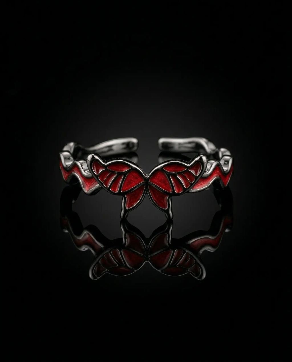 Crimson Butterfly Open Ring image 6