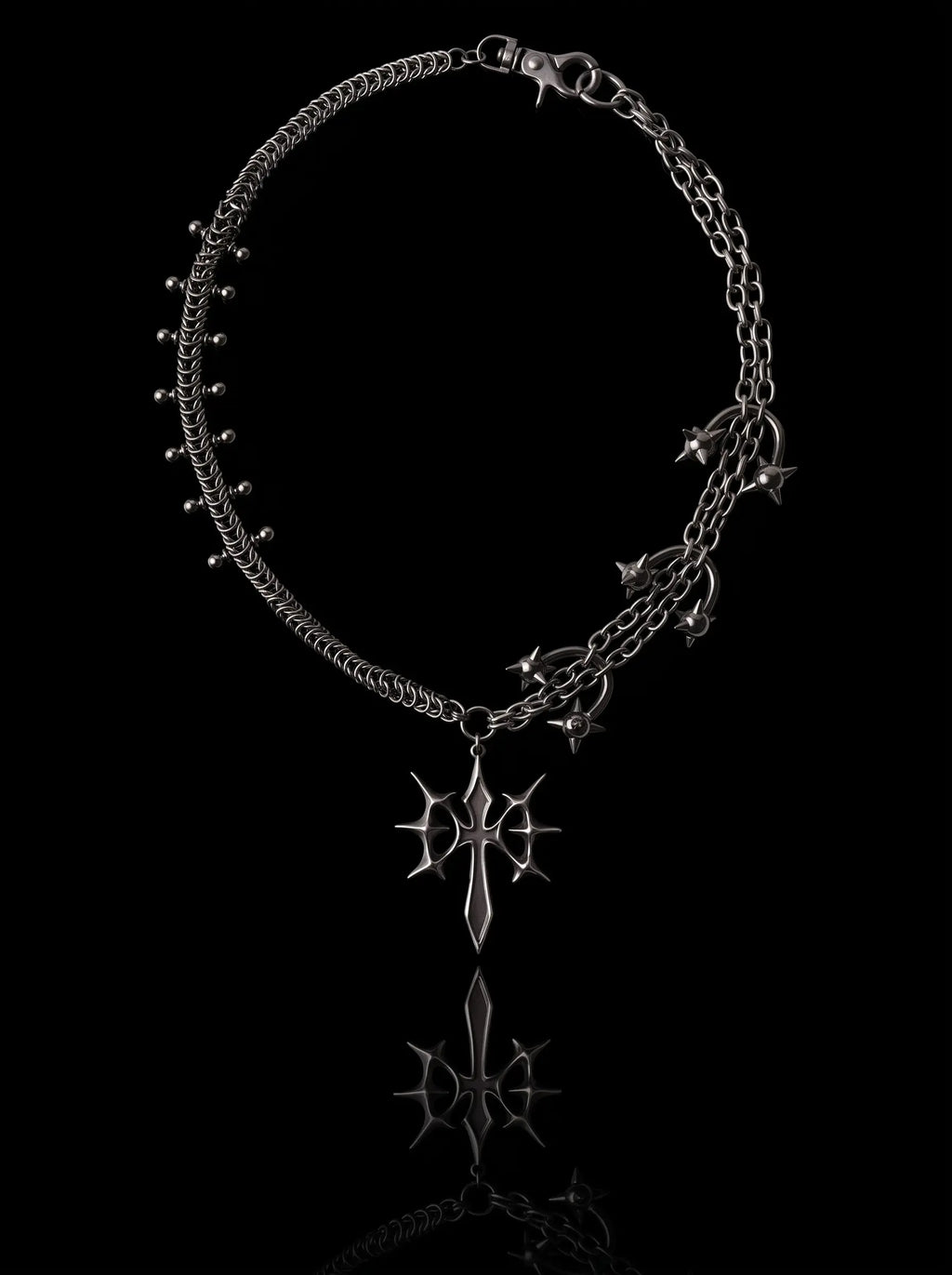 Voidthorn Armored Gothic Cross Necklace image 0