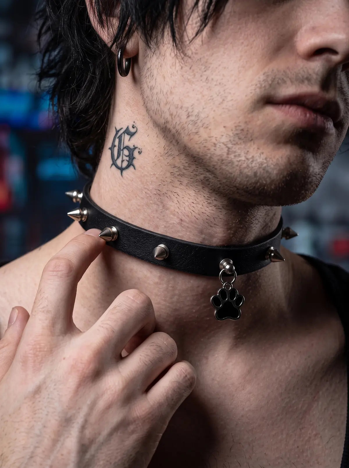 Punk Spiked Paw Choker image 4