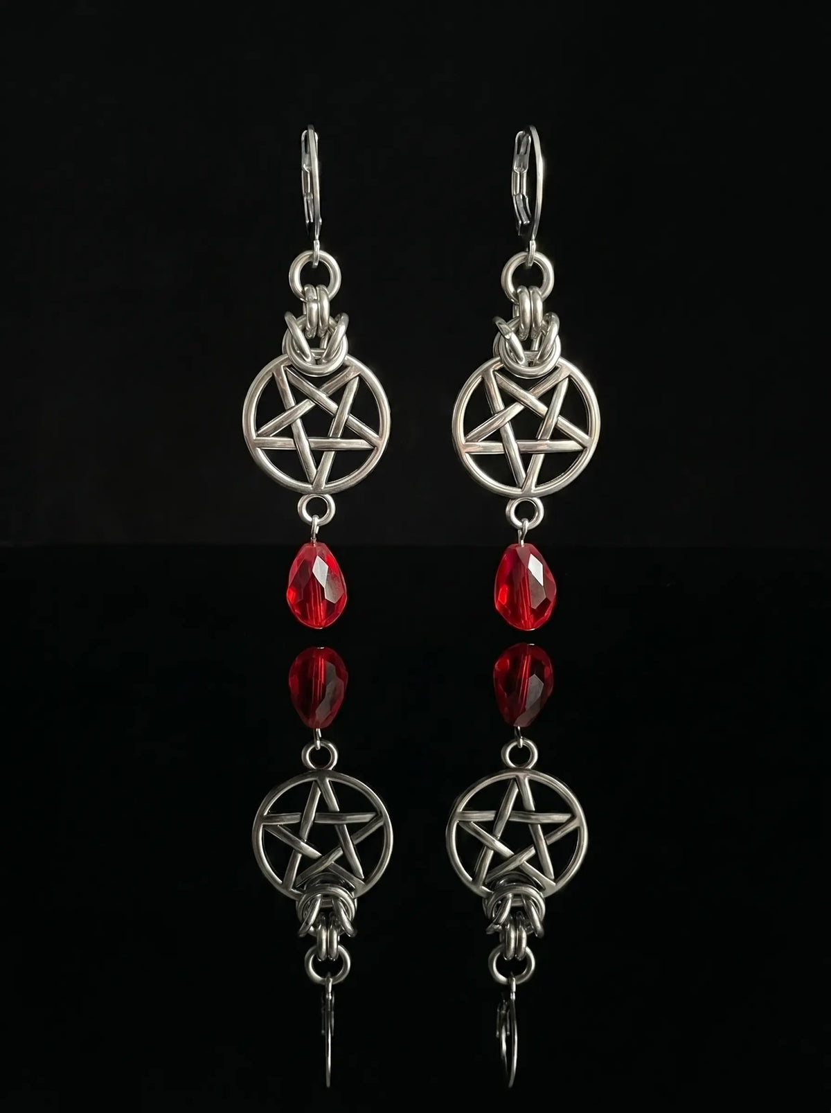 Crimson Pentacle Earrings image 0