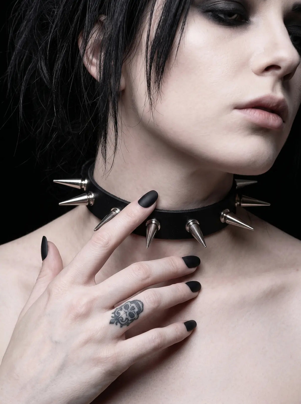 Punk Spiked Leather Choker image 4