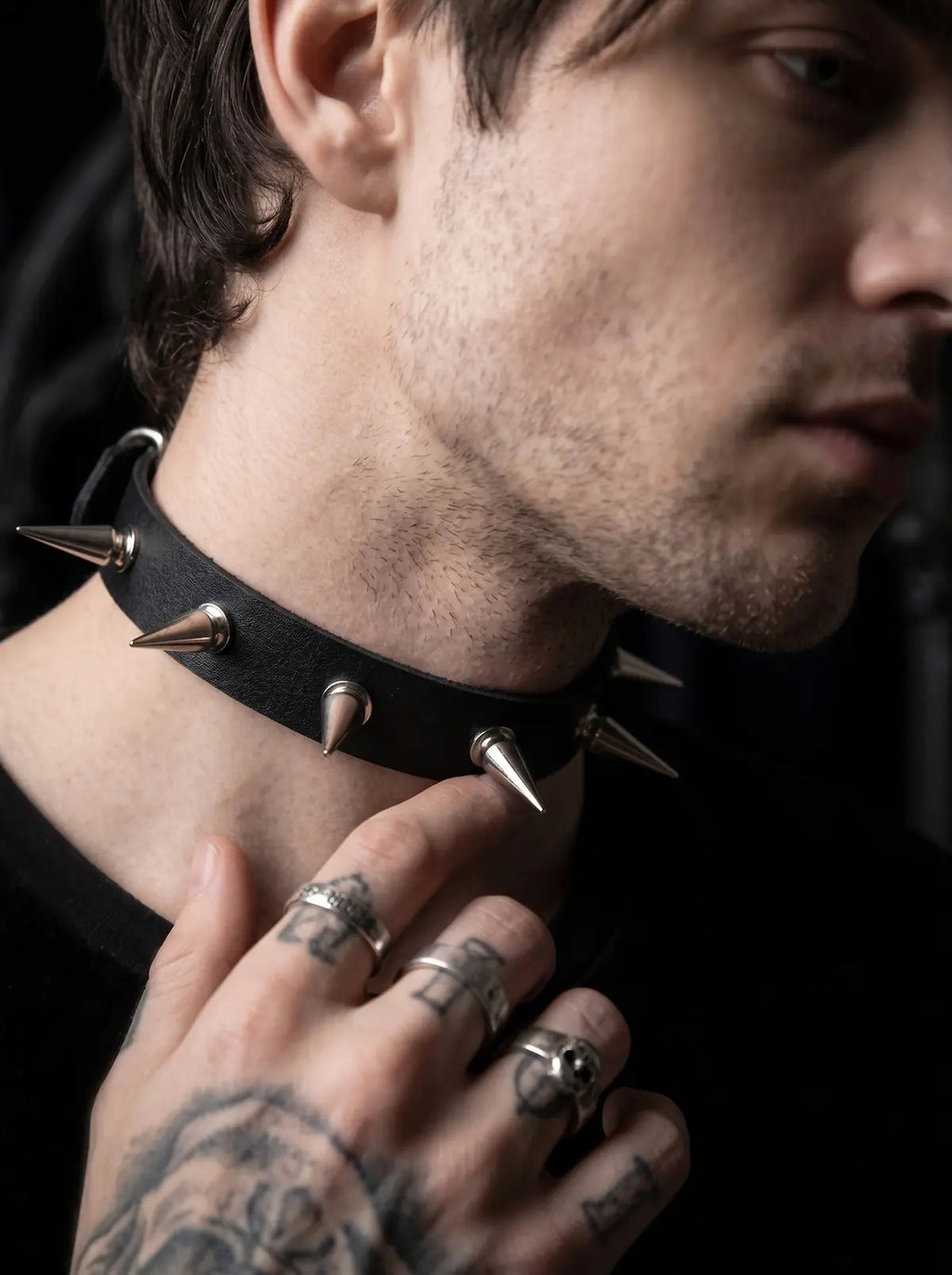 Punk Spiked Leather Choker image 2