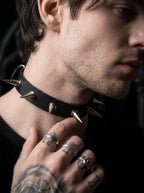 Punk Spiked Leather Choker image 2