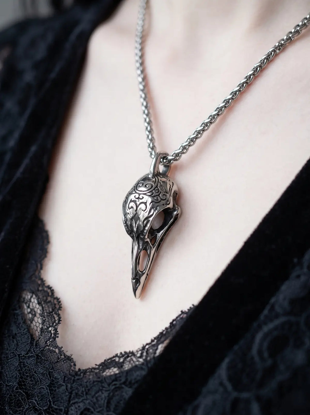 Omen Raven Skull Pendant Necklace image 4